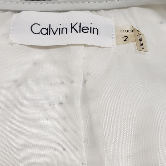 Calvin Klein Tweed Textured Marled Pattern Faux Leather Trim Pencil Skirt Size 2 - Picture 7 of 9